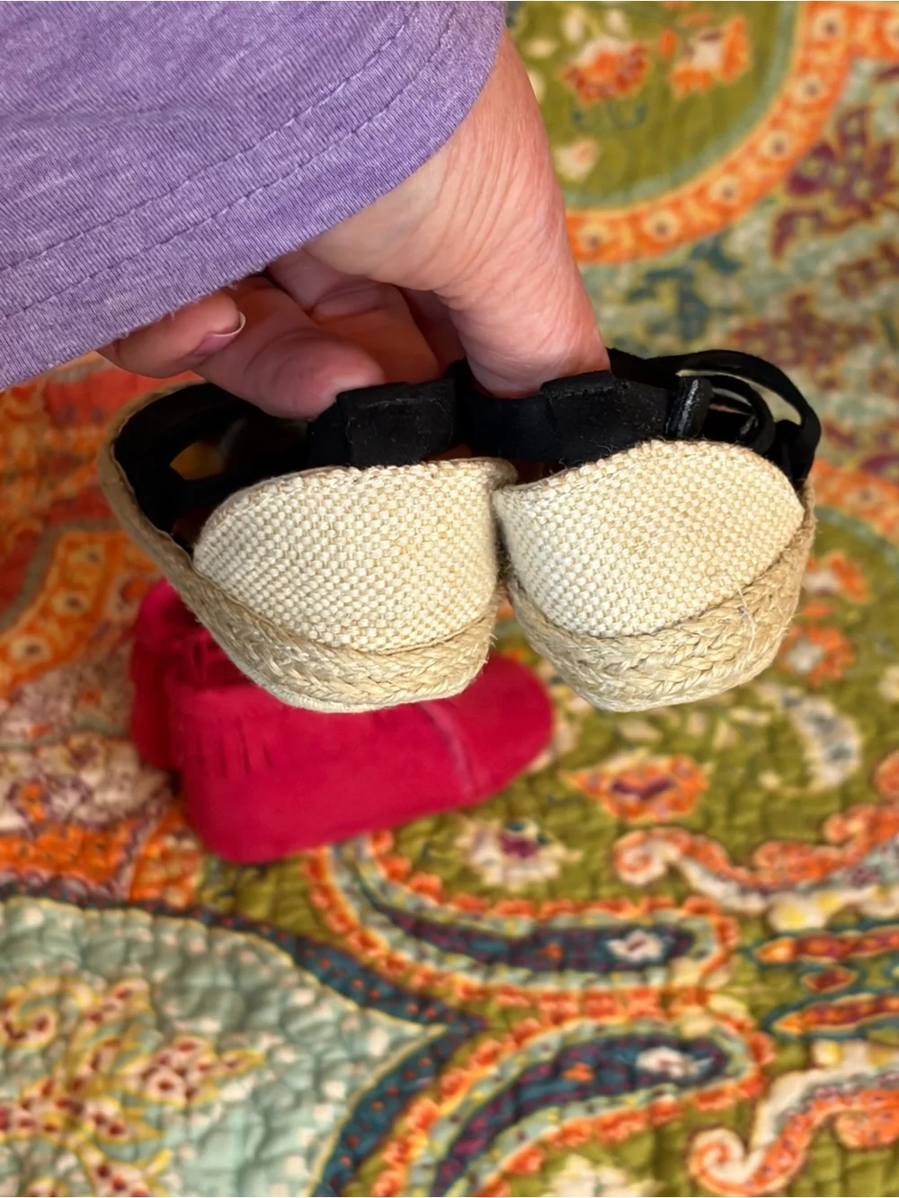 Old Navy Black Espadrille Flats & Child of mine Hot Pink Fringe Moccasins